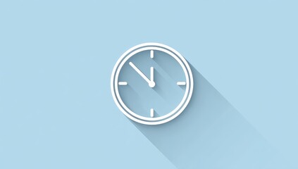 Simple white clock icon on light blue background (2)