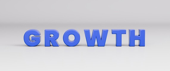 GROWTH 3D bold sign on clean background, general business success and progress concept