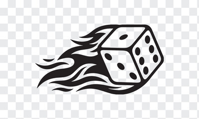 Flaming Dice Vector Icon. Dynamic Lucky Roll for Gambling, Casino Games, Success and Fortune Design Element