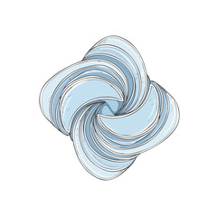 Abstract swirling blue graphic element with a sense of motion and fluidity, isolated on a white background.
