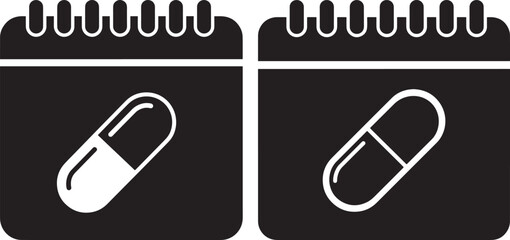 Daily medication intake silhouette with calendar