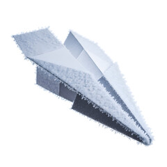 Snowy roof edge with frosty icicles on modern house