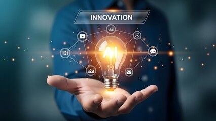 Innovative concept with light bulb and icons