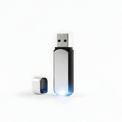 Modern USB flash drives with sleek design and blue light