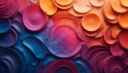 Vibrant Colorful Overlapping Circular Shapes Abstract Background with Rainbow Tones