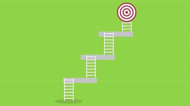 Path to achieve success and goals in business career. Achieving goals or objectives.