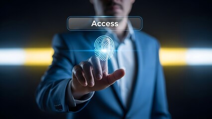 Biometric authentication concept with fingerprint scan