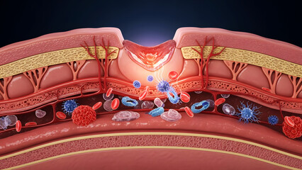 3D Illustration of Inflammation and Immune Cells in the Body