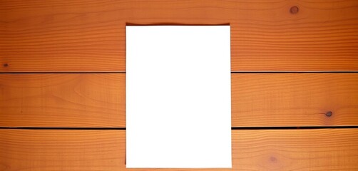 Blank white sheet of paper on textured wooden surface, wood, recycled