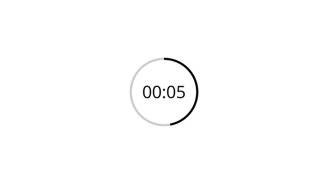 Ten second countdown timer animation from 0 to 10 seconds on transparent background in 4k, 10 seconds circle countdown timer with alpha channel, 10sec countdown video animation