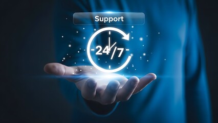 24 7 support availability on a futuristic interface