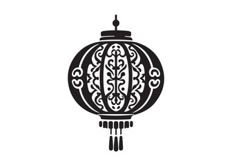 Fototapeta premium chinese lantern logo silhouette vector, chinese culture silhouette vector illustration, traditional chinese lantern logo, chinese lantern new year logo vector silhouette on white background