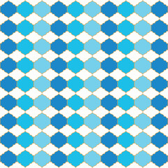 Ramadan geometric pattern of interlocking hexagons in shades of blue
