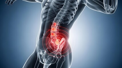 Human Lumbar Spine Pain A 3D Medical Illustration