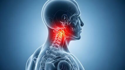 Concept of Human Neck Pain Medical Illustration Highlighting Cervical Spine Discomfort