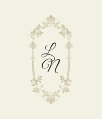 Oval frame in the classical style. Floral motif of the decorative frame.