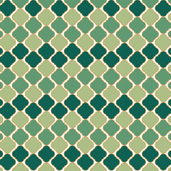 Ramadan intricate green and beige moroccan tile pattern