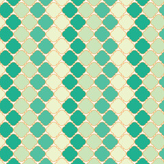 Ramadan geometric pattern in teal and beige tones.