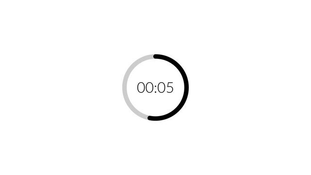 Ten second countdown timer animation from 0 to 10 seconds on transparent background in 4k, 10 seconds circle countdown timer with alpha channel, 10sec countdown video animation