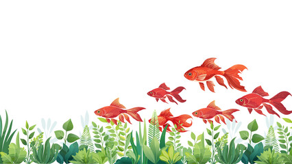 金魚が泳いでいる夏イメージのイラスト