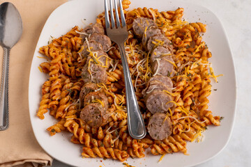rotini pasta  with italian sausage  and cheese