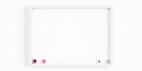 Clean, white blank picture frame mockup isolated on white background,  visual,  resource