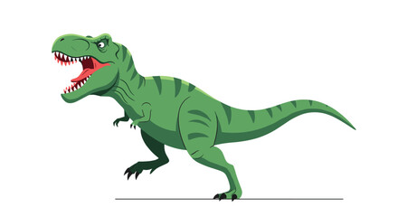Obraz premium Green Tyrannosaurus Rex Dinosaur Roaring with Sharp Teeth.