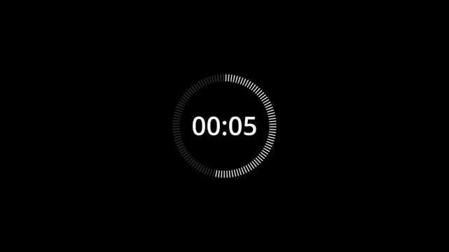 Ten second countdown timer animation from 0 to 10 seconds on transparent background in 4k, 10 seconds circle countdown timer with alpha channel, 10sec countdown video animation