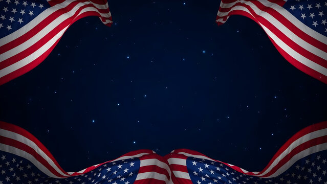 American flag night sky background with stars and stripes