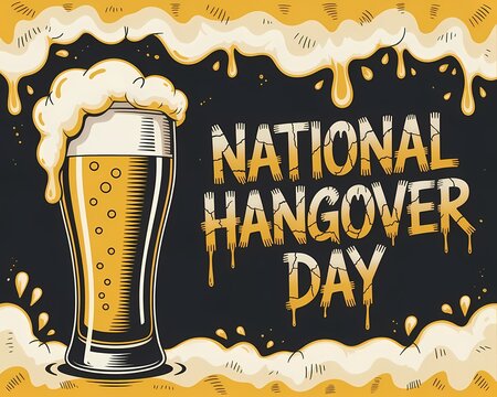 International Hangover Day Funny Golden Retriever with Champagne.