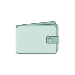 Fototapeta premium A simple and clean flat vector-style illustration of a wallet in a soft green or teal tone. This icon represents finance, savings, payment, and banking concepts