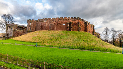 A view towards the front of the castle in the city of Chester, Cheshire, UK