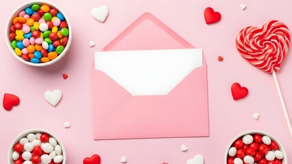 Happy valentine's day greeting with candy and hearts