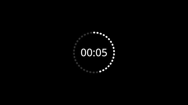 Ten second countdown timer animation from 0 to 10 seconds on transparent background in 4k, 10 seconds circle countdown timer with alpha channel, 10sec countdown video animation