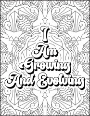 Positive Affirmation Quote Coloring Page for Adults. Positive Quote Mandala Coloring Page. Swear Adult Coloring Page