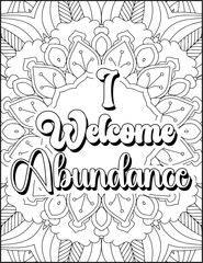 Positive Affirmation Quote Coloring Page for Adults. Positive Quote Mandala Coloring Page. Swear Adult Coloring Page