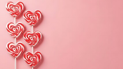 Happy valentine's day heart lollipops on pink background
