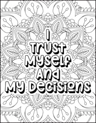 Positive Affirmation Quote Coloring Page for Adults. Positive Quote Mandala Coloring Page. Swear Adult Coloring Page