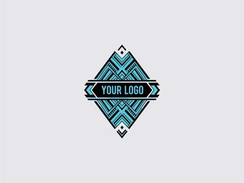 Geometric Logo Template with Placeholder Text. - Powered by Adobe