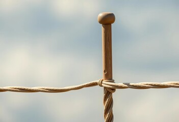Close-up of a balancing pole on a taut wire against a blurred background, strength, performance
