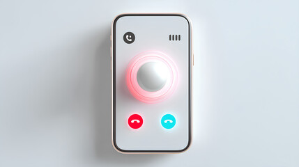Incoming call notification mockup on white background. Liquid glass call screen interface, push notification button. Audio call screen mockup with sound button, message and mic icons, vector. 