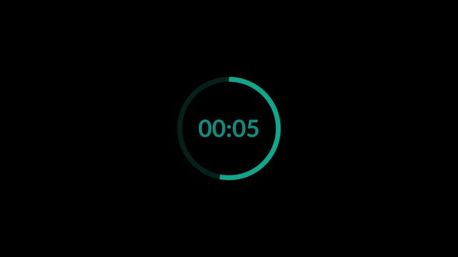 Ten second countdown timer animation from 0 to 10 seconds on transparent background in 4k, 10 seconds circle countdown timer with alpha channel, 10sec countdown video animation