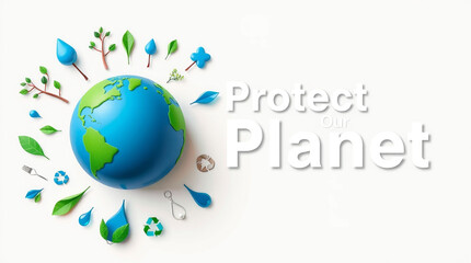 Protecting our planet with eco friendly symbols and globe