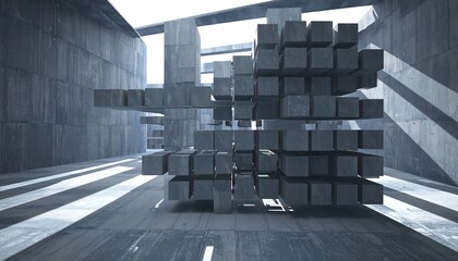 Abstract concrete architectural interior