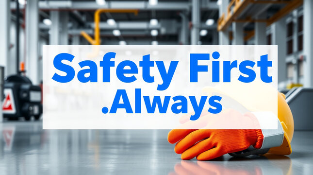 Safety first always industrial workplace with protective gear