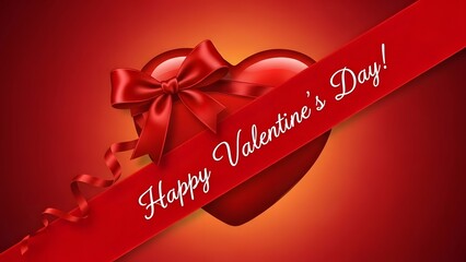 Happy valentine's day wishes with red heart and ribbon