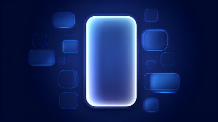 Light frame smartphone icon interface isolated for dark theme. White UI square and circle banner collage with glow stroke. Abstract widget template for smartphone and web app, vector illustration