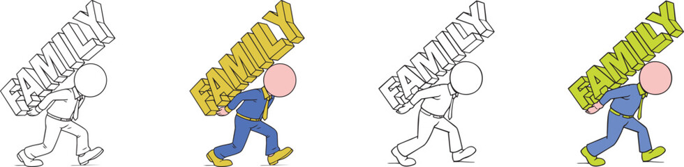 The Weight of Family Responsibility Carried by a Stick Figure