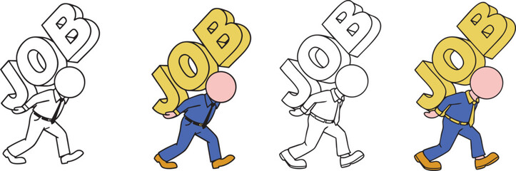 set of Man Carrying the Weight of a Job 