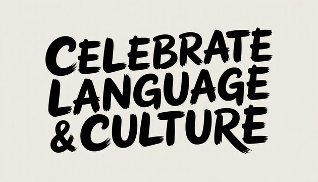 Celebrate Language and Culture with Vibrant Typography on Beige Background - Powered by Adobe